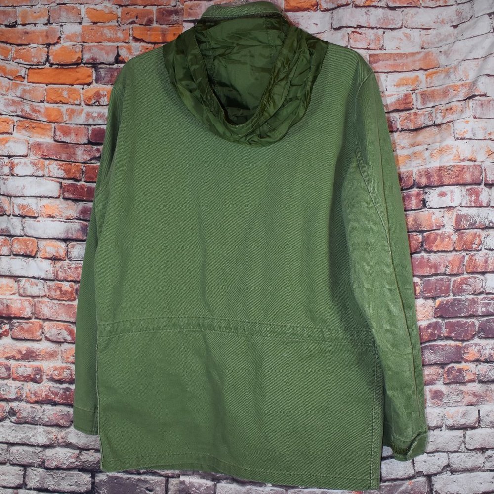 Levi's Medium Military Field Jacket Hidden Hood Army Green Parka - Picture 7 of 12